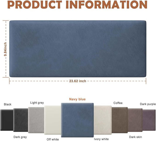 IFNOW Wall Mounted Upholstered Headboard Queen, 3D Peel and Stick Soundproof Panels, Reusable and Removable Padded Leather Bed Headboard, 9 Panels 9.84" x 23.62", Navy Blue