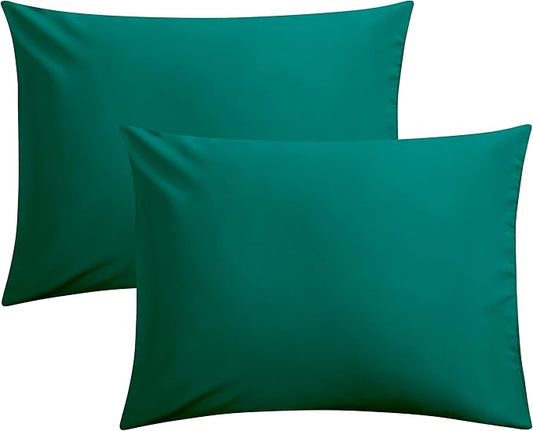 FLXXIE Microfiber Pillow Cases Standard Size, Soft Pillowcases with Envelope Closure, Wrinkle, Stain Resistant Pillow Covers, 20x26, Dark Green