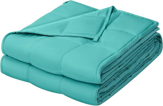 ZonLi Weighted Blanket for Adults(48"x72",15lbs, Dark Green) Twin Size High Breathability Cooling Heavy Blanket, Soft Material with Premium Glass Beads,All-Season.