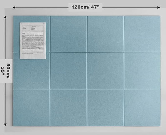 Felt Wall Tiles | Large Cork Board Alternative | Aesthetic Felt Bulletin Board for Office, Home & Classroom | Large Cork Boards for Walls Pinboard (12-Pack) | Baby Blue