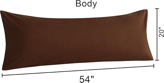 NTBAY Cotton Body Pillowcase - Envelope Closure 20x54 Pillowcase, Breathable and Soft Bed Pillow Case, Brown