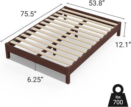LIFEMENT Full Signature Wood Platform Bed Frame Walnut, Noise-Free, Under Bed Storage, No Box Spring Needed, Easy Assembly
