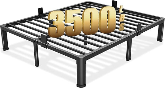 12 inch California King Bed Frame with Round Corner Legs Mattress Slide Stopper,3500 lbs Heavy Duty Metal Platform,Steel Slat Support,No Box Spring Needed,Easy Assembly,Noise Free
