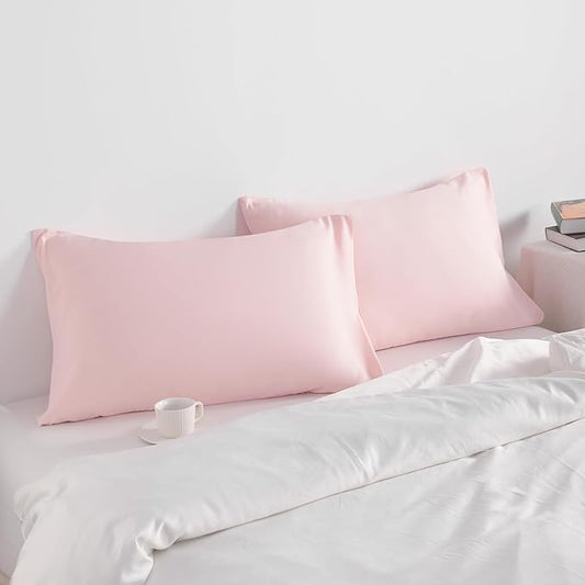 NTBAY Queen Pillow Cases Set, 2 Pack Brushed Microfiber 20x30 Inches, Blush Pink Pillow Cases with Envelope Closure, Soft, Wrinkle, Fade, Stain Resistant