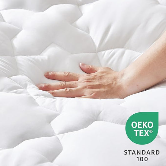 CozyLux Twin XL Mattress Pad Deep Pocket Quilted Mattress Topper Cotton Cooling Extra Long for College Dorm PillowTop Mattress Protector Up to 21", Fitted Sheet Mattress Cover, 39x80 inches, White