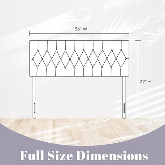 Kingfun Tufted Upholstered Full Size Bed Headboard in Modern Button Design, Adjustable Solid Wood Head Board, Premium Linen Fabric Padded Headboards in Bedroom (Dark Grey)