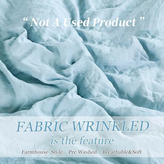 HIG Pre Washed Down Alternative Comforter Set King - Reversible Chic Quilt Design - Box Stitched with 4 Corner Tabs - Lightweight for All Season - Blue Duvet Comforter with 2 Pillow Shams