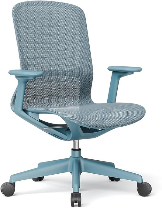Ergonomic Mesh Office Chair with Lumbar Support, Multicolor Rolling Task Chair, Adjustable Computer Desk Seating for Home Office (Blue-Pro)