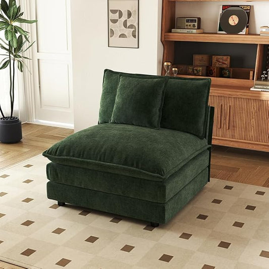 SoarFlash Chenille Sectional Middle Position Sofa,Green