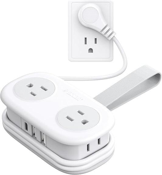 Travel Power Strip, ORICO 4 Outlets 3 USB Ports (1 USB C) with 4FT Wrapped Short Extension Cord, Compact Power Strip for Hotel Travel Essentials Cruise Approved-AP3