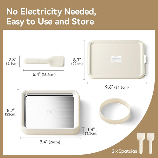 Rolled Ice Cream Maker, Felizbebe Instant Ice Cream Roller Tray with Lid and 2 Spatulas, Food Grade Premium Stainless Steel Cold Plate No-electricity for Fun Family Activities, DIY Parent-Child Time Dormly