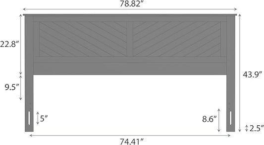 Serene King Size Wood Headboard Diagonal Panel Design in a Stained Pine Finish