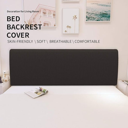 Easy-Going Stretch Bed Headboard Cover,Small Square Jacquard Headboard Slipcover, Dustproof Bed Head Cover for Bedroom (Full,Chocolate)