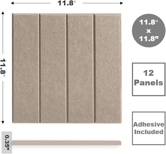 Felt Bulletin Board Tiles | Modern Cork Board Alternative | Large Cork Boards for Walls | Aesthetic Felt Wall Panels for Office & Home Decor | Pinboard & Photo Board (12-Pack) | Camel