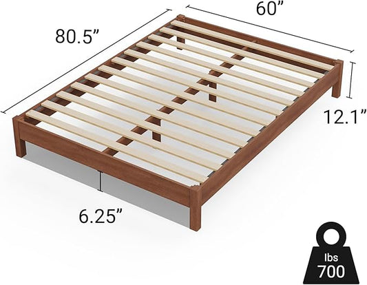 LIFEMENT Queen Signature Wood Platform Bed Frame Cherry, Noise-Free, Under Bed Storage, No Box Spring Needed, Easy Assembly