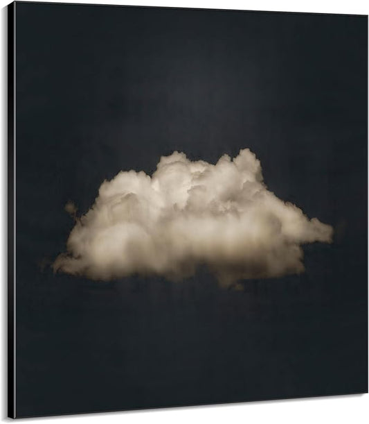72"x72" XL Framed Wall Art - Vintage Cloud on Dark Background Minimalist (Frame Assembly Required)