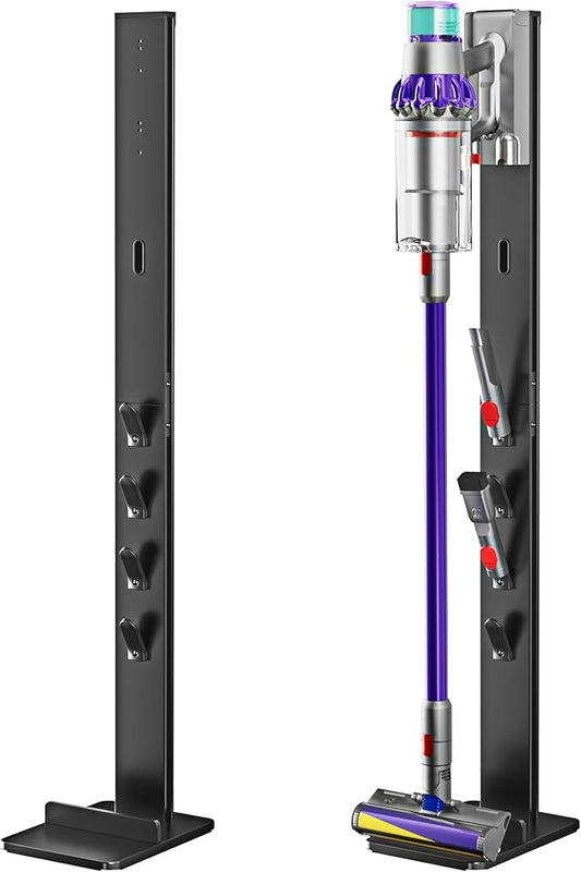 Vacuum Cleaner Stand, Compatible with Cordless Vacuums Dyson Gen5 V15 V12 V11 V10 V9 V8 V7 V6, Floor Vacuum Accessory Holder with 4 Hooks, Metal Storage Bracket Organizer, Black