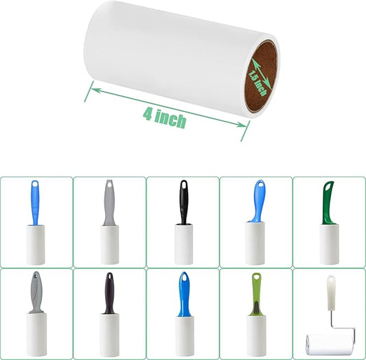 Lint Roller Refills 4 inch Bulk 10 Rolls Total 600 Sheets Extra Sticky Lint Remover Replacement Refills Compatible with Evercare PetLovers Muji IKEA and Others (Inside Dia. 1-1/2 inch)
