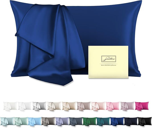 Mulberry Silk Pillowcase for Hair and Skin Pillow Case with Hidden Zipper Soft Breathable Smooth Cooling Silk Pillow Covers for Sleeping (Royal Blue, King(20"X 36"))