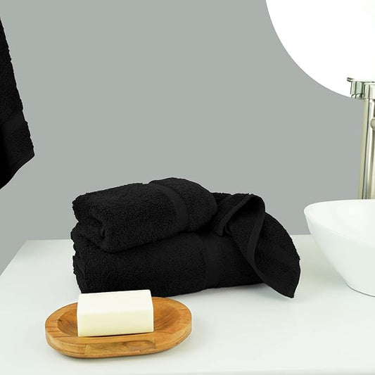 Chakir Turkish Linens | Hotel & Spa Quality 100% Cotton Premium Turkish Towels | Soft & Absorbent (3-Piece Towel Sets, Black)