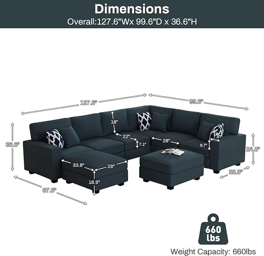 Legend Vansen Modular Sectional Sofa U Shaped Couch with Ottoman Modern Reversible Corner Sectional Couch for Living Room (Charcoal, U Shaped Sofa-3)