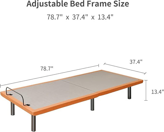 ESHINE Adjustable Bed Frame Smart Bed - Ergonomic Electric Bed Base, Foot & Head Incline, APP Control, Wireless Remote, Zero Gravity, Anti-Snore, Twin XL, 2000 Series