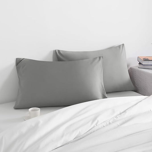 NTBAY King Pillow Cases Set of 2, 2 Pack Brushed Microfiber 20x36 Pillow Cases, Soft, Wrinkle, Fade, Stain Resistant Smoke Grey Pillow Cases with Envelope Closure, 20x36 Inches, Smoke Grey