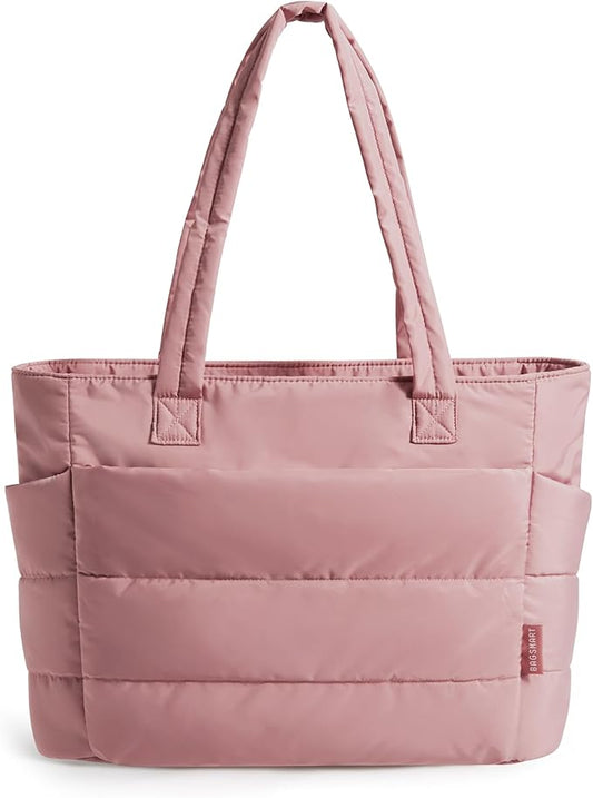 BAGSMART Tote Bag for Women, Lightweight Puffy Tote Bag with Compartments Shoulder Bag Handbag for Travel, Work, Gym