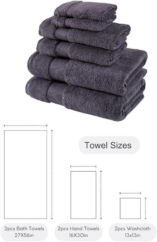 BAGNO MILANO Turkish Towels, Ultra Soft, Plush Luxury Turkih Cotton Bath Towels, Quick Dry Towel Set Made in Turkey (Charcoal, 6 Pcs Towel Set)