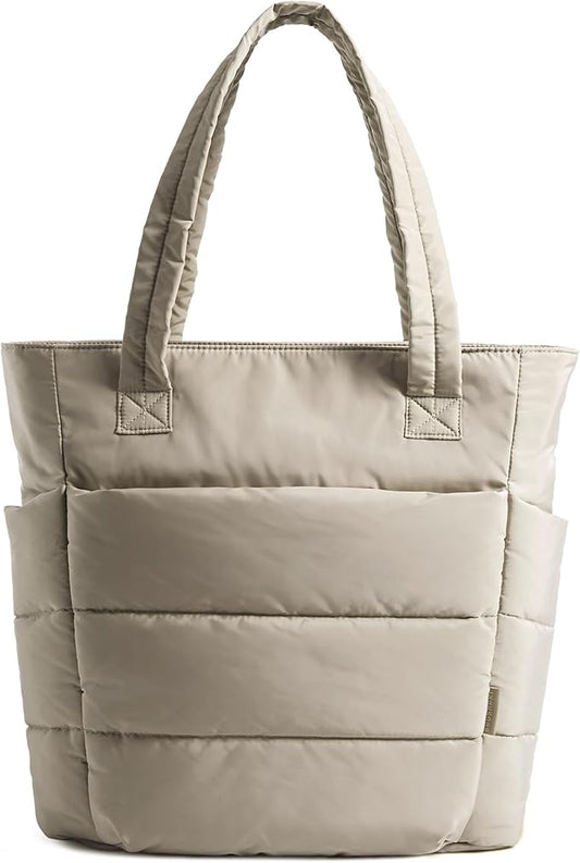 BAGSMART Tote Bag for Women, Lightweight Puffy Tote Bag with Compartments Shoulder Bag Handbag for Travel, Work, Gym