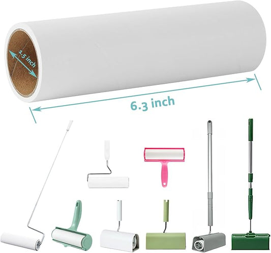 6.3 inch Lint Roller Refills Only for Metkix Bomda Fedicelly Large Lint Rollers for Pet Hair Extra Sticky 60 Sheets per Refill Pack of 5 Rolls 300 Sheets Total
