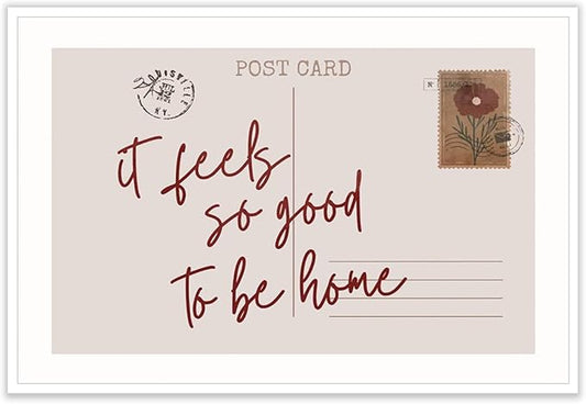 Retro Postcard Posters Neutral Feels So Good To Be Home Wall Art Trendy Pink Girly Room Decor Funky Quotes Canvas Prints Modern Stamp Sign Aesthetic for College Dorm Apartment Bedroom 20x30in Unframed