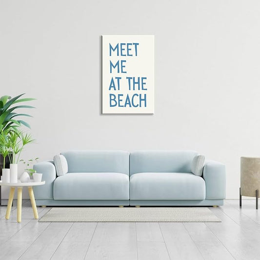 Trendy Meet Me At The Beach Posters Blue Coastal Cowgirl Wall Art Funky Summer Room Decor Vintage Beachy Canvas Prints Ocean Theme Aesthetic for Bathroom Dorm Apartment Bedroom 20x30in Framed
