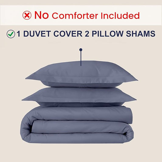 Kotton Culture 3 Pc Duvet Cover King Size Set-100% Egyptian Cotton Sateen 600 Thread Count Ultra Soft Premium Durable Comforter Cover Zipper Closure & Corner Ties - (Mediterranean Blue, 102" X 94")