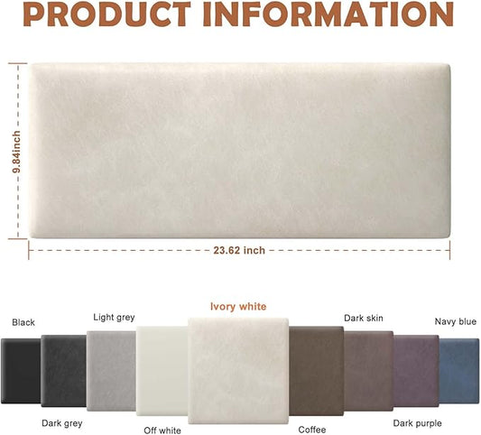 IFNOW Wall Mounted Upholstered Headboard Queen, 3D Peel and Stick Soundproof Panels, Reusable and Removable Padded Leather Bed Headboard, 9 Panels 9.84" x 23.62", Ivory White