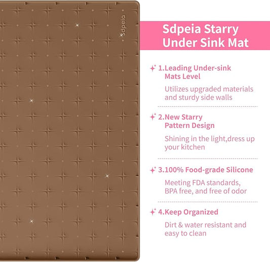 Sdpeia Under Sink Mat 31"×22" Waterproof Silicone Cabinet Liner & Sink Protector for Kitchen & Bathroom, Multi-Purpose Organizers Tray for Pets, Laundry, Cat Litter Mat
