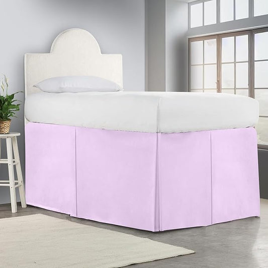 600TC -Dorm Bed Skirt - Split Corner Tailored Dorm Sized Bed Skirt - Dorm Room Essentials - Dorm Bed Skirt 100% Egyptian Cotton - Dorm Décor Bed Skirt Twin XL - 54" Drop (Lavender, Solid)