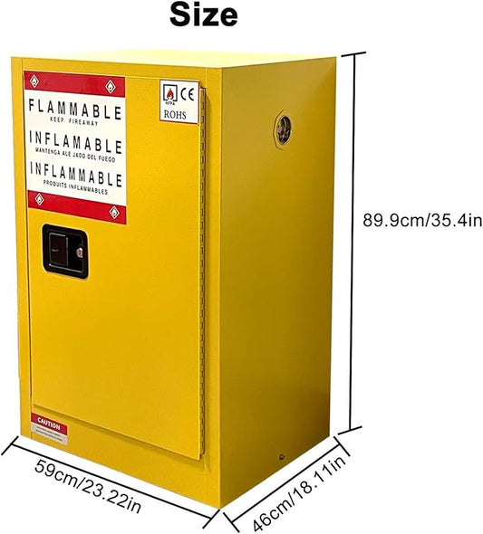 koxuyim Hazardous Storage Cabinets, 18.1" D 23.2" W 35.4" H, Industry Safety Cabinet, Dangerous Storage Explosion Proof Cabinet, 2 Adjustable Galvanized Steel Shelf, 5.3 c.f. (Inside Volume)