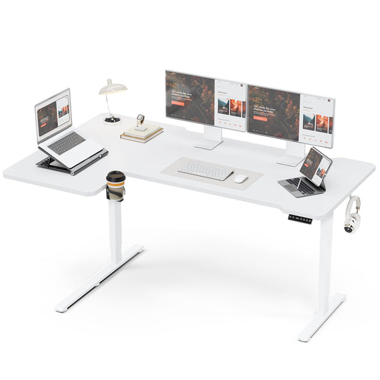 51" Reversiable L-Shaped Electric Standing Desk Adjustable Height Gaming Stand Up Corner Desk Sit Stand Home Office Computer Desk with Splice Board,Black Top Dormly