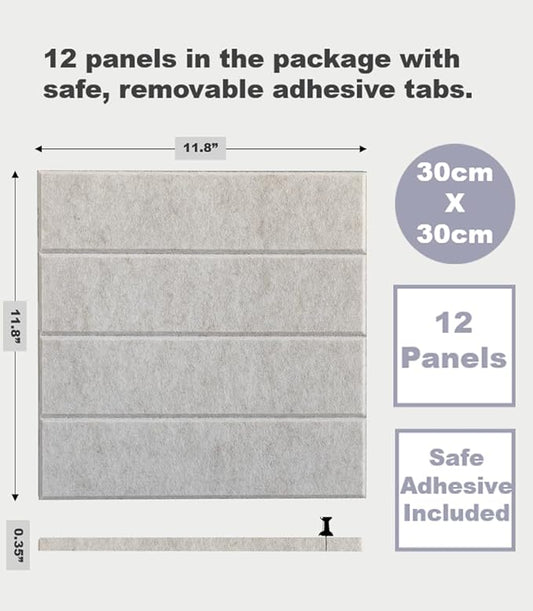 Felt Bulletin Board Tiles | Modern Cork Board Alternative | Large Cork Boards for Walls | Aesthetic Felt Wall Panels for Office & Home Decor | Pinboard & Photo Board (12-Pack) | Ivory