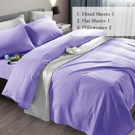 SONORO KATE Bed Sheet Set Super Soft Microfiber 1800 Thread Count Luxury Egyptian Sheets Fit 18-24 Inch Deep Pocket Mattress Wrinkle-6 Piece (Lavender, Twin)