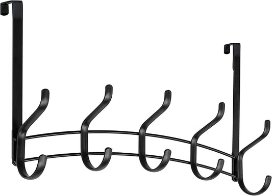LYNK Professional® Home™ Over Door Hooks Rack - 10 Hook Over Door Hanger - Over Door Towel Rack - Hanging Towels or Clothes - for Bathroom, Bedroom or Laundry Room – Lifetime Ltd. Warranty - Black