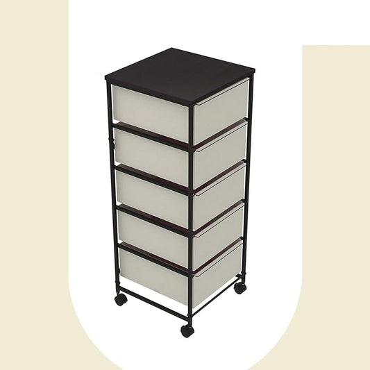 Small Cabinet with Drawers Rolling 5 Drawer Mobile File Cabinet for Home Office Storage and Organization, Fabric Vertical Under Desk Storage for A4/Letter Files(