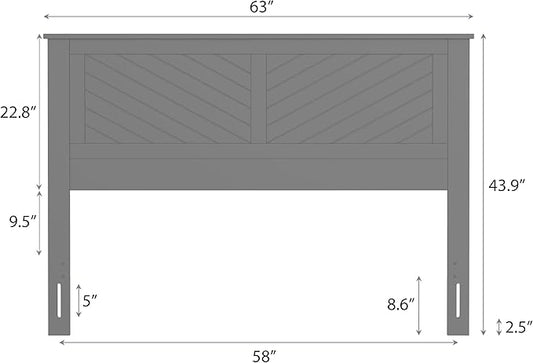Serene Queen Size Wood Headboard Diagonal Panel Design in a Stained Pine Finish