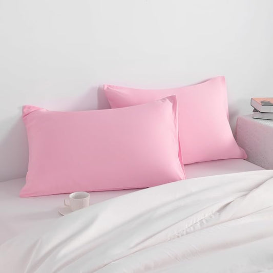 NTBAY Toddler Pillow Cases Set of 2, 2 Pack Brushed Microfiber 14x20 Pillow Cases, Soft, Wrinkle, Fade, Stain Resistant Pink Pillow Cases with Envelope Closure, 14x20 Inches, Pink