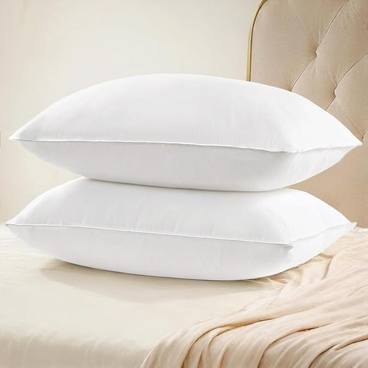 UNIKOME Ultra Soft King Size Pillows Set of 2 - Hotel Collection Luxury 100% Cotton Cover Down Alternative Bed Pillow, Fluffy Pillows for Back, Stomach or Side Sleepers