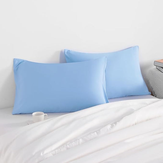 NTBAY Toddler Pillow Cases Set of 2, 2 Pack Brushed Microfiber 14x20 Pillow Cases, Soft, Wrinkle, Fade, Stain Resistant Sky Blue Pillow Cases with Envelope Closure, 14x20 Inches, Sky Blue