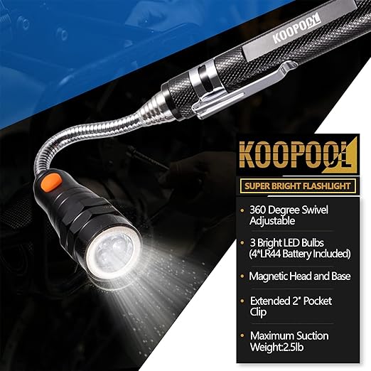 Telescoping Magnetic Pickup Tool Set, Inspection Mirror Telescoping, LED Flashlight, Cool Gadgets for Men, Stocking Stuffers, Gifts for Dad, Husband, Kids, Boyfriend, Magnet Stick