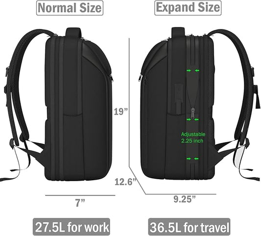Expandable Travel Backpack, Business Laptop Backpack,TSA-Flight Approved Backpack with USB Charging Port fit 17.3 Inch Laptop for Men Women