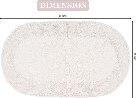 Home Weavers Double Ruffle Collection 100% Cotton Bathroom Rugs Set, Washable Rug, Extra Soft and Absorbent Bath Rug, Kitchen Mat, Bath Mat Set, Bath Floor Mat Non Slip, 21"x34" Rectangle, Ivory